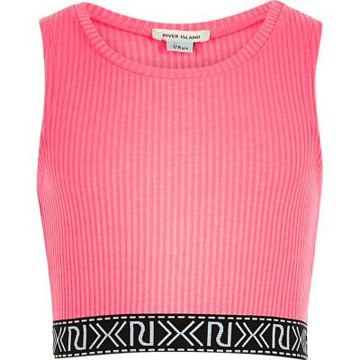 Girls pink branded crop top